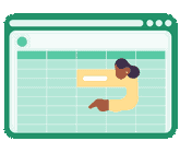 Illustration of a human in a spreadsheet