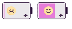 Illustration of batteries with faces on each one