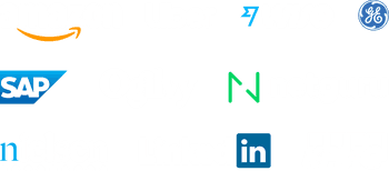 Logos of companies that use Toggl Track: Amazon, Uber, Wise, Nielsen, KPMG, SAP, Ogilvy, Netguru, LinkedIn, GE