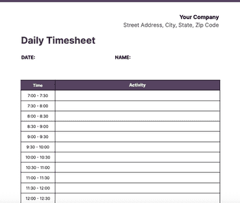 Free Microsoft Word Timesheet Templates