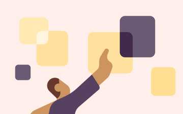 Illustration of a human pointing at options