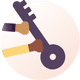 Icon of multiple hands holding a key