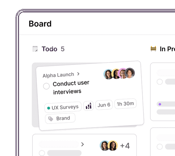 Screenshot of Toggl Focus desktop app showing Board view