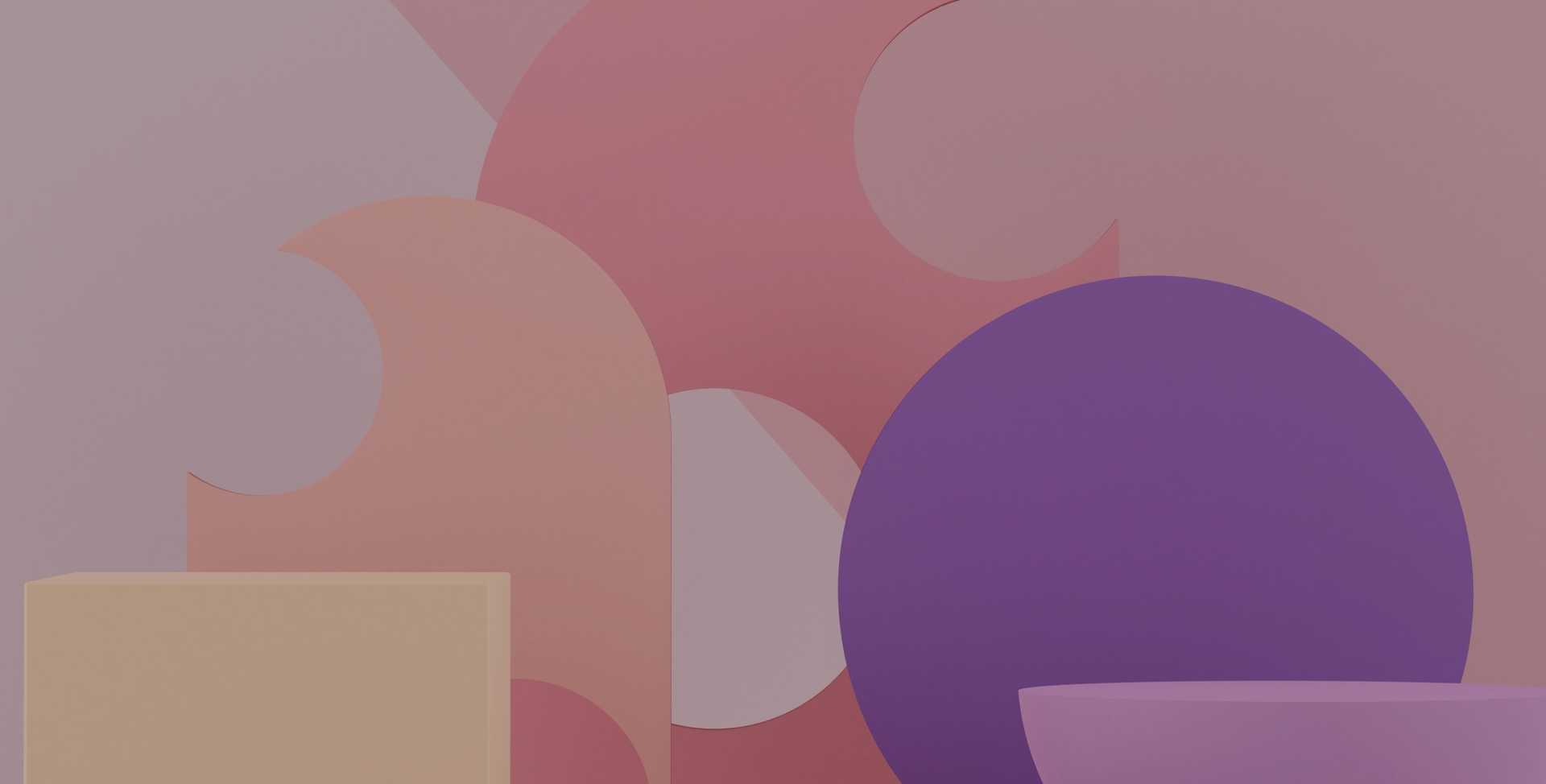 Abstract rendering of diverse circular and angular shapes in shades of pink and purple representing different time management techniques