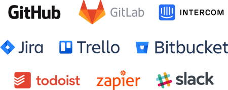 Tools: GitHub, GitLab, Intercom, Jira, Trello, BitBucket, GitHub, Todoist, Zapier, Slack
