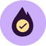 Icon of a fire with a checkmark