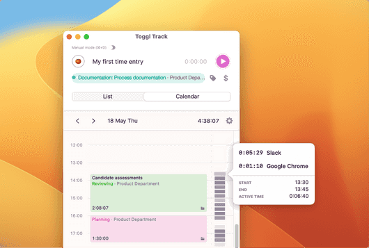 Time tracking goals features in Toggl Track app