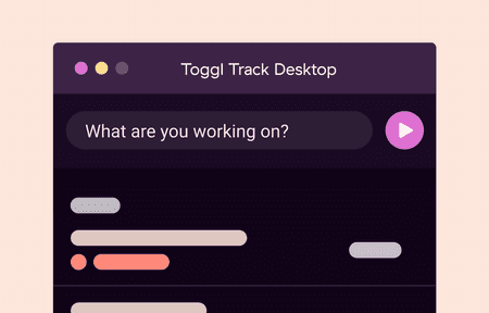 Snippet of the Toggl Track desktop app's dark mode