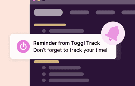 Snippet of the tracking reminder feature with Toggl Track desktop app