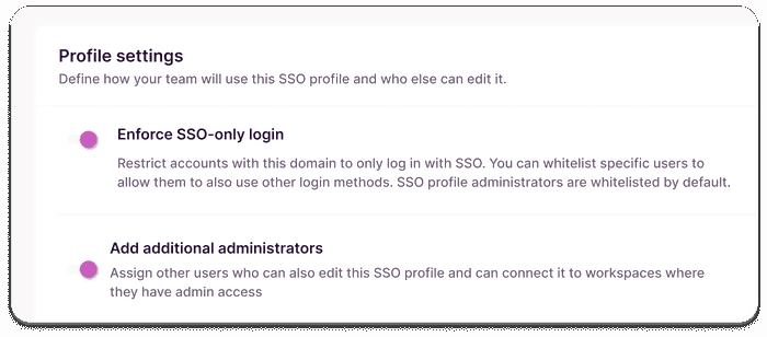 Screenshot of SSO settings