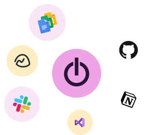 Toggl Track icon surrounded by logos of apps we integrate with